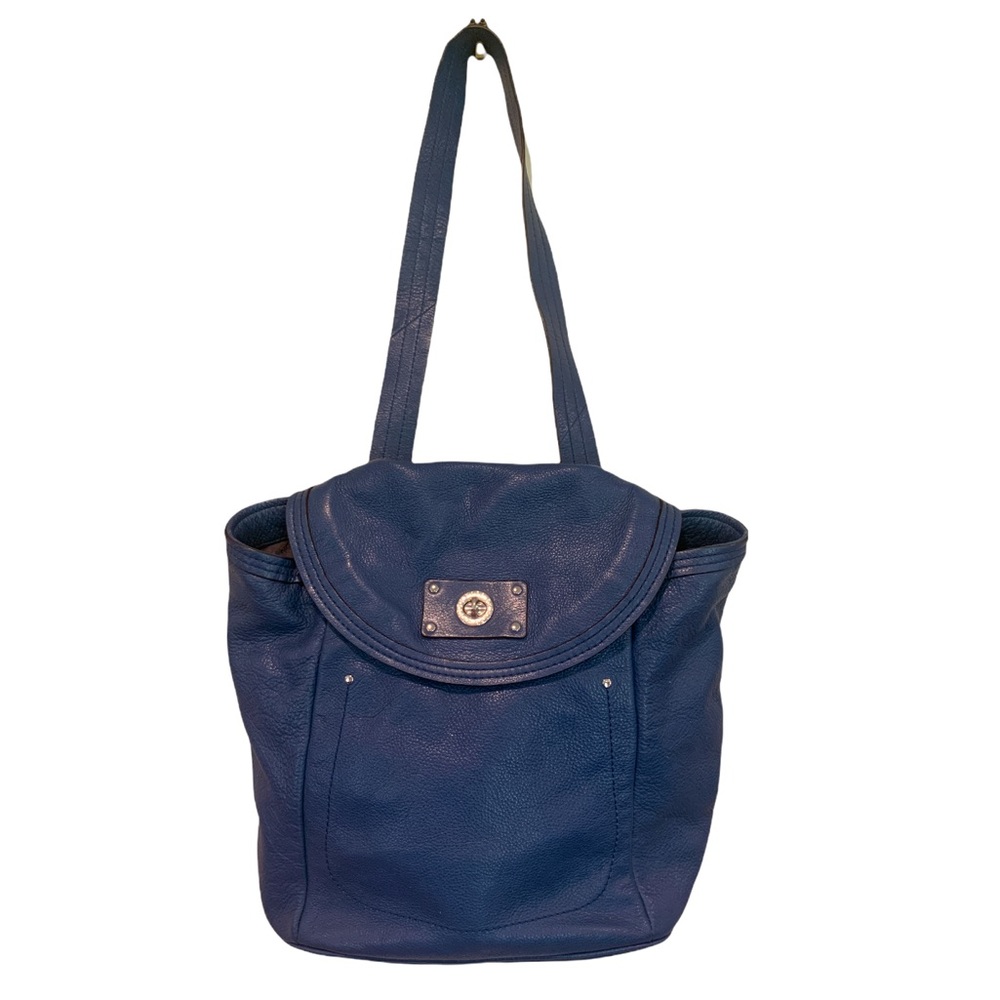 Marc by Marc Jacobs Convertible Leather Backpack Shoulder Bag Blue Silver